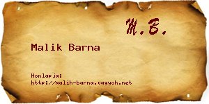 Malik Barna névjegykártya